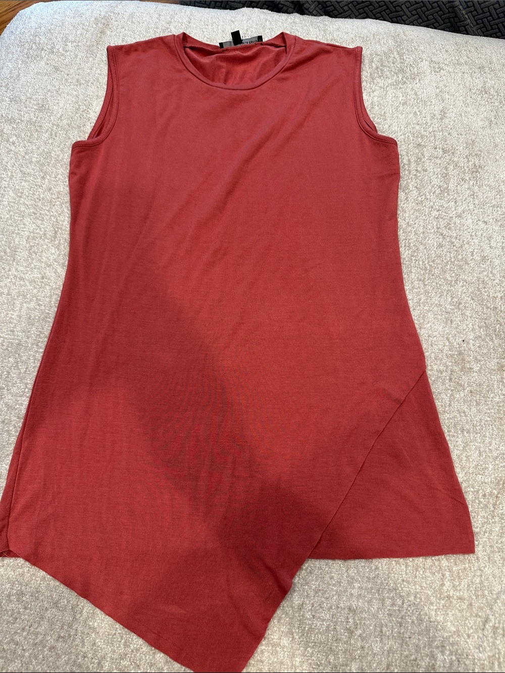 Harve Benard Brick Red Asymmetric Sleeveless Tunic